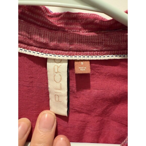 Anthropologie Pilcro S Pink Bo Boyfriend Metallic Stripe Cotton Button Tunic - Picture 3 of 4